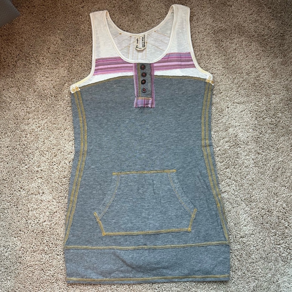 Free People Tunic Tank Front Pouch Functional Buttons - Picture 2 of 9